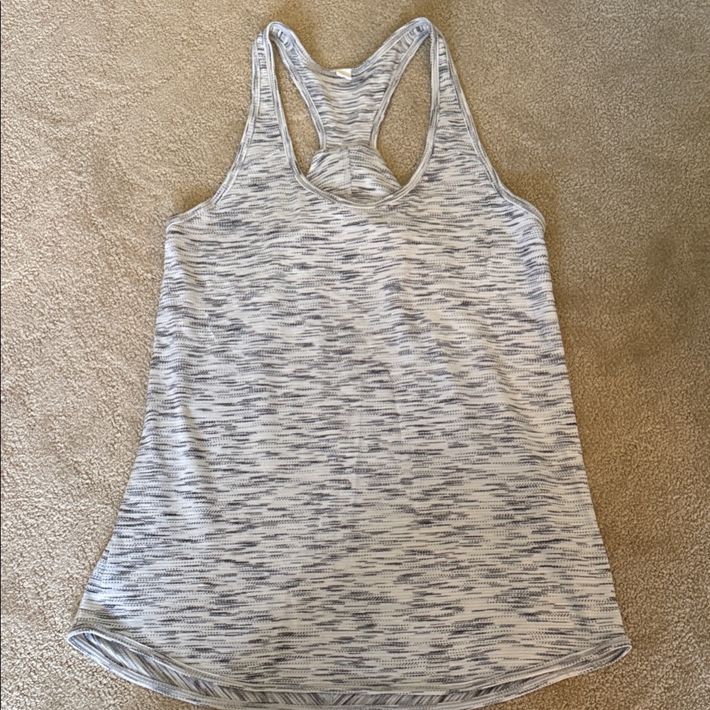 Lululemon Athletica Heathered White and Gray Tank Top